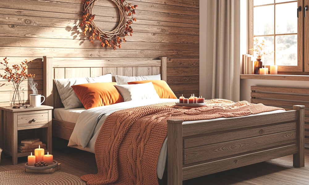 Dřevo v podzimní ložnici