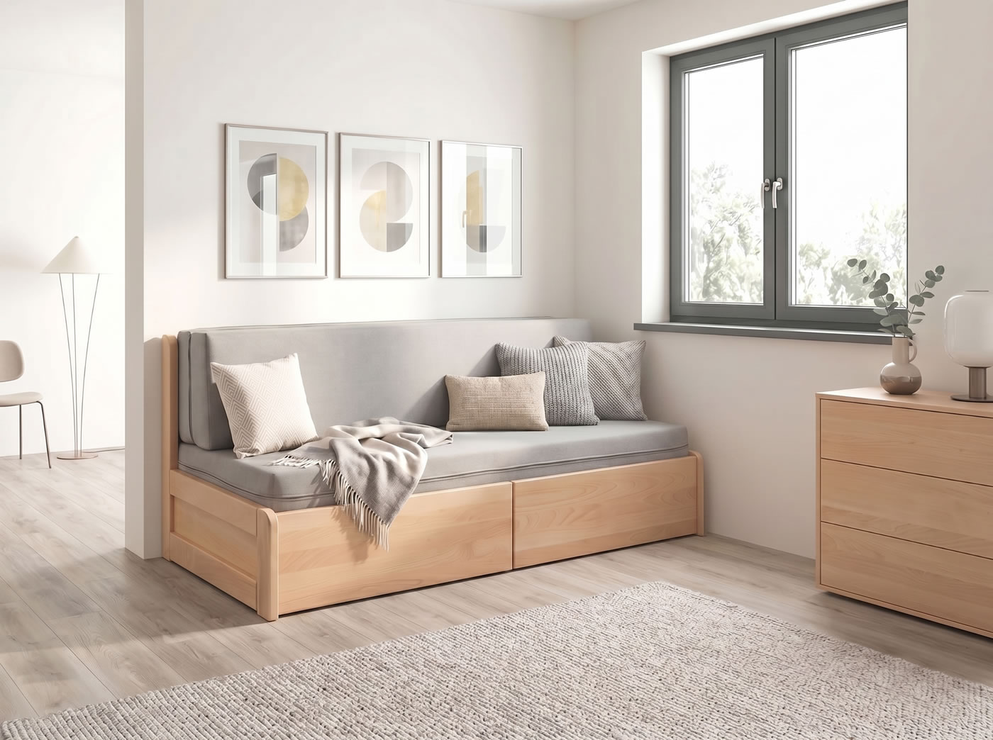 Rozkládací postel Flexo z bukového masivu
