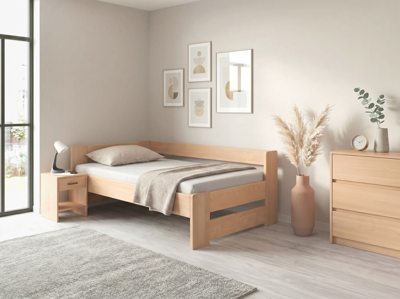 Test rohové úložné postele Miva