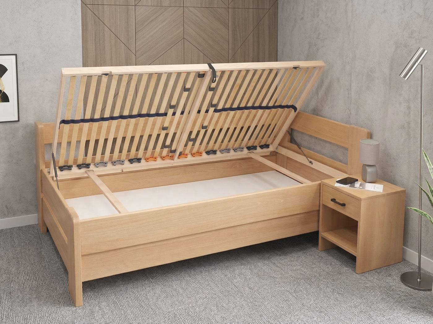 Test rohové úložné postele Miva