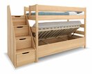 Poschoďová postel se schody a s úložným prostorem JUNIOR 13, masiv buk
