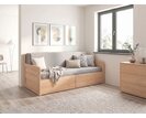 Rozkládací postel s úložným prostorem FLEXO - Pravá, masiv buk