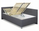 Zvýšená čalouněná postel s úložným prostorem Ryana, 140x200, tmavě šedá