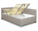 Rohová zvýšená čalouněná postel Ryana, s úložným prostorem, 140x200cm