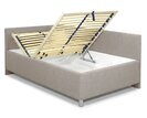 Rohová zvýšená čalouněná postel Ryana, s úložným prostorem, 90x200cm