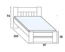 Postel z masivu - jednolůžko FILIP 90x200, buk - pohled č. 2
