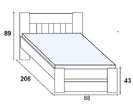 Postel z masivu - jednolůžko FILIP senior 80x200, buk - pohled č. 2