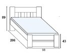 Postel z masivu - jednolůžko FILIP senior 90x200, buk - pohled č. 2