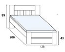 Postel z masivu - jednolůžko FILIP senior 120x200, buk - pohled č. 2