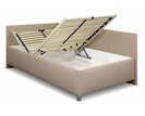 Zvýšená čalouněná postel s úložným prostorem Ryana, 140x200, světle hnědá