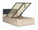Postel s rošty a úložným prostorem a roštem Tetris, dub sonoma - černá