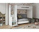 Multifunkční patrová postel Dori s horní postelí a čalouněnou postelí, lamino bílá Multifunkční patrová postel Dori s horní postelí a čalouněnou postelí, lamino bílá