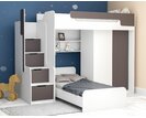 Multifunkční patrová postel Dori se spodní postelí a skříní, lamino bílá/grafit Multifunkční patrová postel Dori se spodní postelí a skříní, lamino bílá/grafit