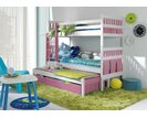 Poschoďová postel s úložným prostorem pro 3 děti MAX, masiv borovice