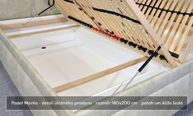 Čalouněná postel Marila - detail úložného prostoru