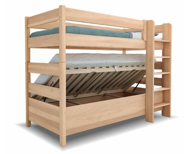 Poschoďová postel s úložným prostorem JUNIOR 10, 80x200, masiv buk
