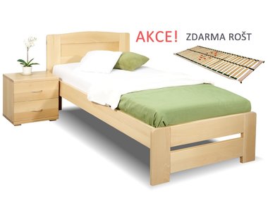 Postel s roštem Justina, 90x200cm, masiv buk Postel s roštem Justina, 90x200cm, masiv buk