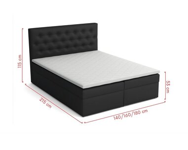 Americká postel boxspring CS34015, s matrací a úložným prostorem, černá ekokůže, 160x200 cm