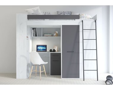 postel Vera - Pravá, lamino craft bílý grafit pohled zepředu