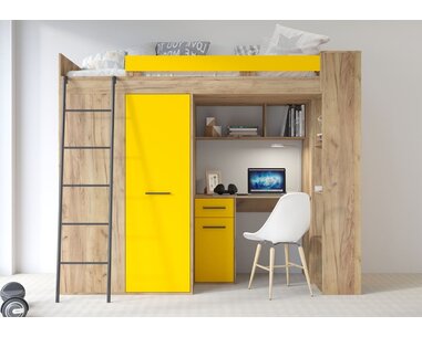 postel Vera - Levá, lamino dub artisan žlutá pohled zepředu