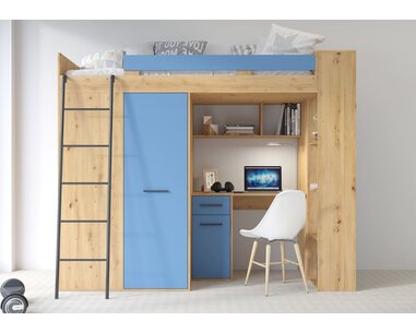 postel Vera - Levá, lamino dub artisan modrá pohled zepředu