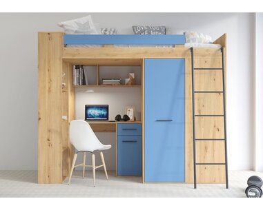 postel Vera - Pravá, lamino dub artisan modrá pohled zepředu