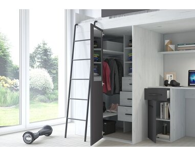 Vera - Levá, lamino craft bílý grafit pohled do skříně