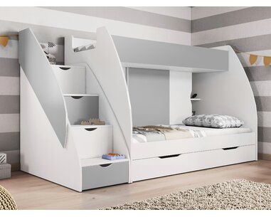 Patrová postel Montana, šedo-bílá - interiér