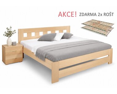 Manželská postel s rošty Barča, 160x200, 180x200, masiv buk - pohled č. 1