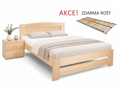 Postel s roštem Justina,120x200cm, 140x200cm, masiv buk - pohled č. 1