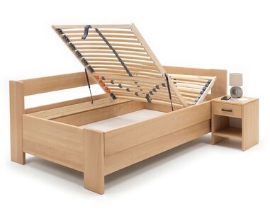 Rohová buková postel s roštem MIVA pravá, 120x200