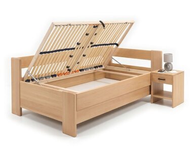 Rohová buková postel s roštem MIVA pravá, 120x200