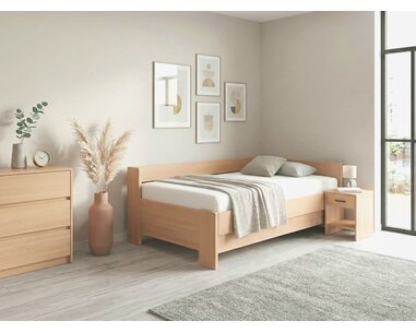 Rohová buková postel s roštem MIVA pravá, 120x200