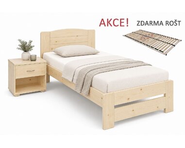 Postel s roštem Justina, 90x220cm, masiv smrk - pohled č. 1
