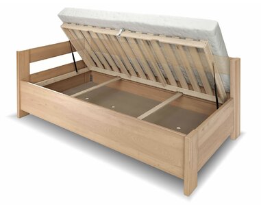 Rohová zvýšená úložná postel jednolůžko ELA - Levá, 120x200, masiv buk Rohová zvýšená úložná postel jednolůžko ELA - Levá, 120x200, masiv buk