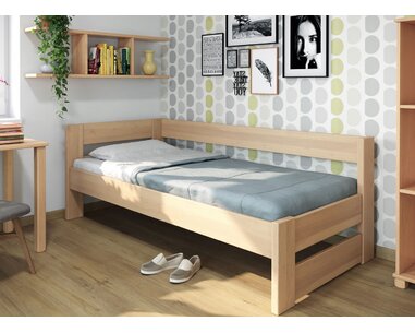 Postel jednolůžko z masivu Ela, Levá