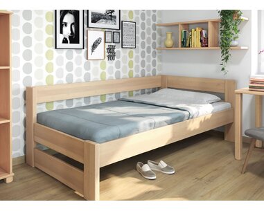 Postel jednolůžko z masivu Ela, Pravá, 120x200 cm