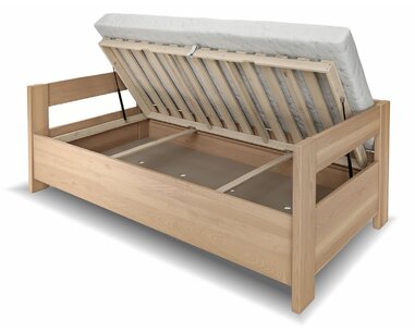 Zvýšená úložna postel jednolůžko ELA - s čely, 120x200, masiv buk, rošt v ceně  Zvýšená úložna postel jednolůžko ELA - s čely, 120x200, masiv buk, rošt v ceně