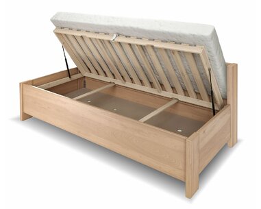 Zvýšená úložná postel jednolůžko ELA s bočním čelem, masiv buk, 120x200, rošt v ceně Zvýšená úložná postel jednolůžko ELA s bočním čelem, masiv buk, 120x200, rošt v ceně