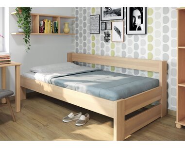 Postel jednolůžko z masivu Ela bez čel