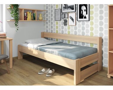Postel jednolůžko z masivu Ela bez čel