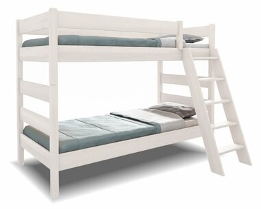 Poschoďová postel JUNIOR 2, masiv buk, bílá, 90x200 - pohled č. 1