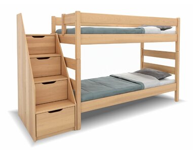 Poschoďová postel se schody JUNIOR 4, masiv buk  Poschoďová postel se schody JUNIOR 4, masiv buk