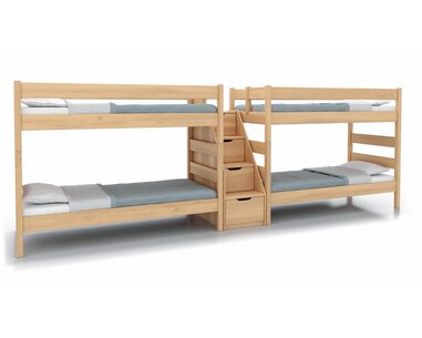 Poschoďová postel se schody JUNIOR 9, masiv buk  Poschoďová postel se schody JUNIOR 9, masiv buk
