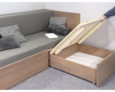 Přístup do úložného prostoru postel Sára s vysokými čely