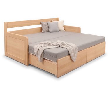 Rozkládací postel s úložným prostorem FLEXO - Pravá, masiv buk