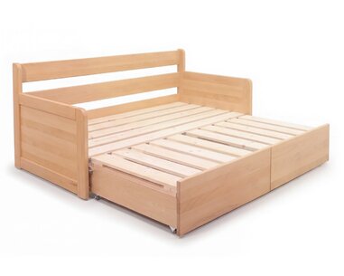 Rozkládací postel s úložným prostorem FLEXO - Pravá, masiv buk