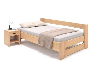 Zvýšená postel jednolůžko MIVA s bočním čelem 140x200, masiv buk