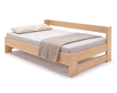 Zvýšená postel jednolůžko MIVA s bočním čelem 140x200, masiv buk