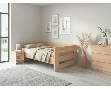 Zvýšená postel jednolůžko MIVA s čely, 120x200, masiv buk